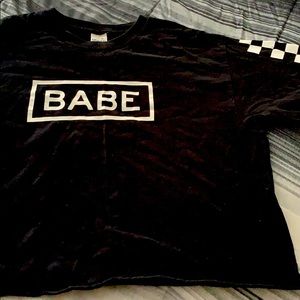 “Babe” Black Casual Crop Top